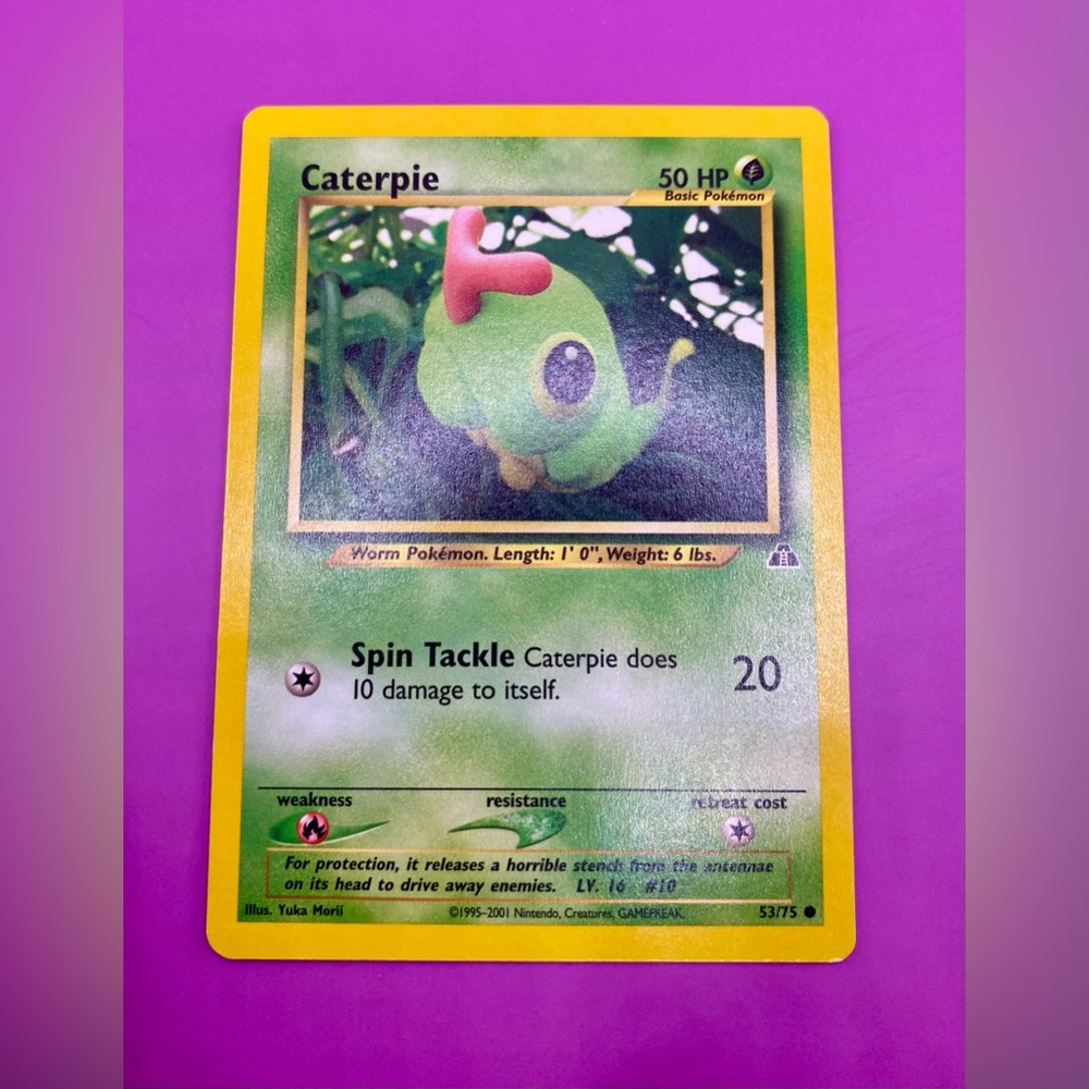 POKÉMON CATERPIE CARD; 53/75; First Edition; Neo Discovery; NEW.